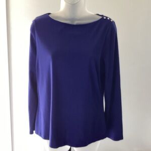 Talbots  Long Sleeve Blue Blouse with Rhinestones Size Large